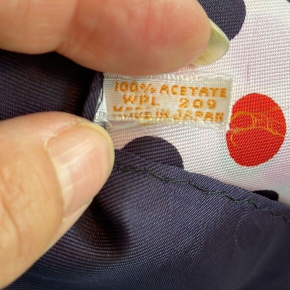 Vintage 60s/70s Tori red, white & blue polka dot acetate scarf - Picture 8 of 9